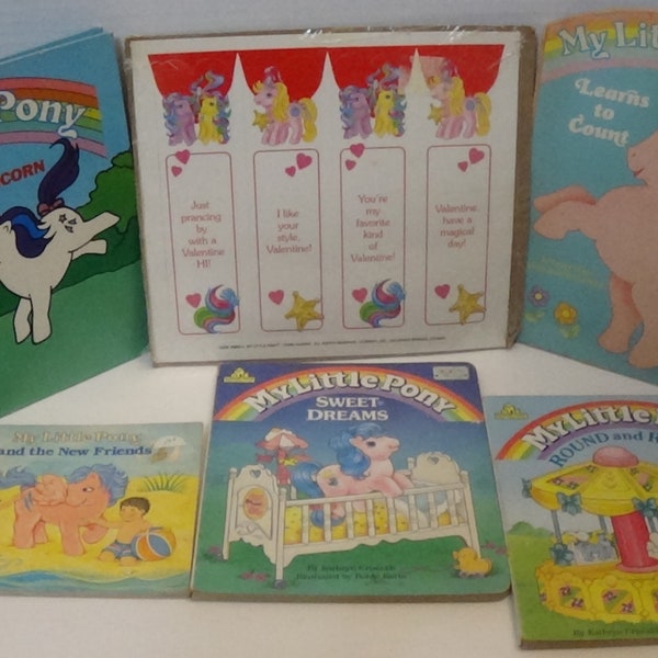 vintage '80s My Little Pony children's book and bookmark lot