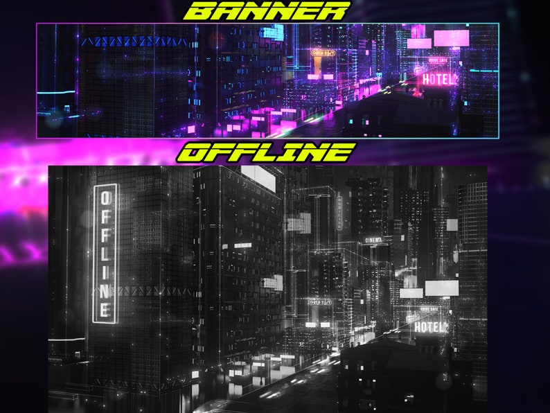 Neon Stream Overlay Package 2 pantallas animadas, alertas ...