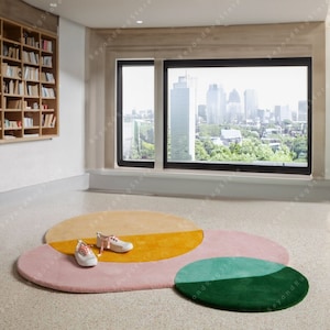 Irregular Shape Kids Tufted Rug, Modern Hand-Tufted  Wool Handmade Area Rug Bedroom Aesthetics, Living Room, Kids Room, Home, and More