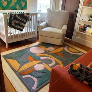 Blumen Upside-Down Mehrfarbiger Handgetufteter Wollteppich Teppich für Haus, Schlafzimmer, Wohnzimmer, Kinderzimmer, jeden Raum