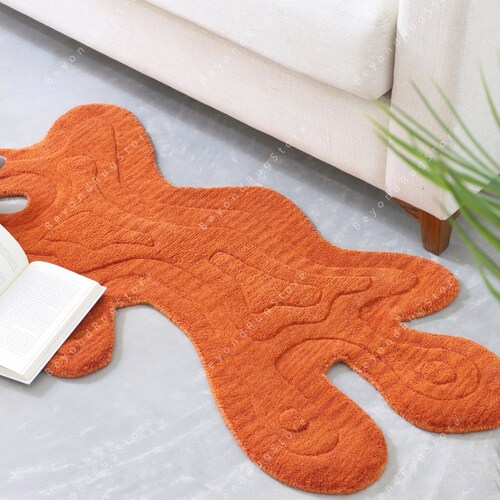 Amoeba Irregular Shaped Throw Rug Handtufted 100 Wool Etsy