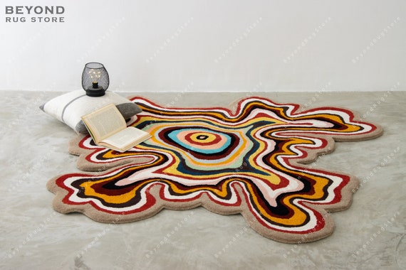 Irregular Shaped Custom Throw Rug Hand-tufted Wool Handmade Area Rug Carpet  for Home, Bedroom, Living Room, Kids Room 