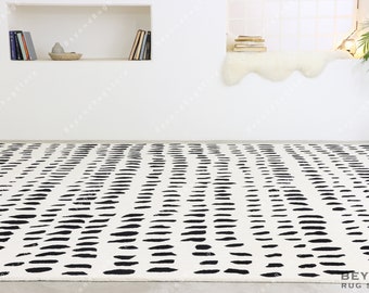 Dalmatian Black & White Hand-Tufted  Wool Handmade Area Rug Carpet for Home, Bedroom, Living Room, Dining Room, Guestroom, Kids