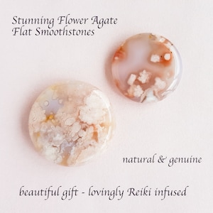 Flower Agate Flat Palmstone, Stunning Natural Flat Smoothstone, Cherry Blossom Flower Agate Crystal Carving, Ornament, Decoration, Gift