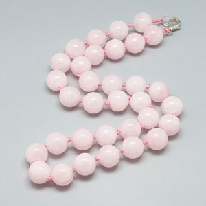 Rose Quartz Beaded Necklace, Rose Quartz Necklace, Pink, Gemstone Necklace, Crystal Necklace, Beaded Necklace, Healing Necklace, Gift, Women
