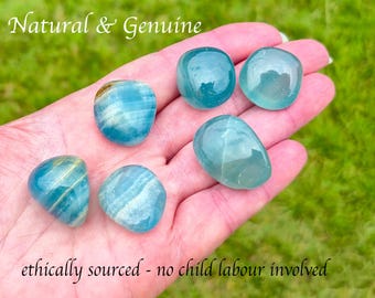 Piedra rodada de calcita acuática lemuriana, piedra rodada de ónix azul, calcita acuática lemuriana, calcita aguamarina, ónix lemuriano, calcita oceánica