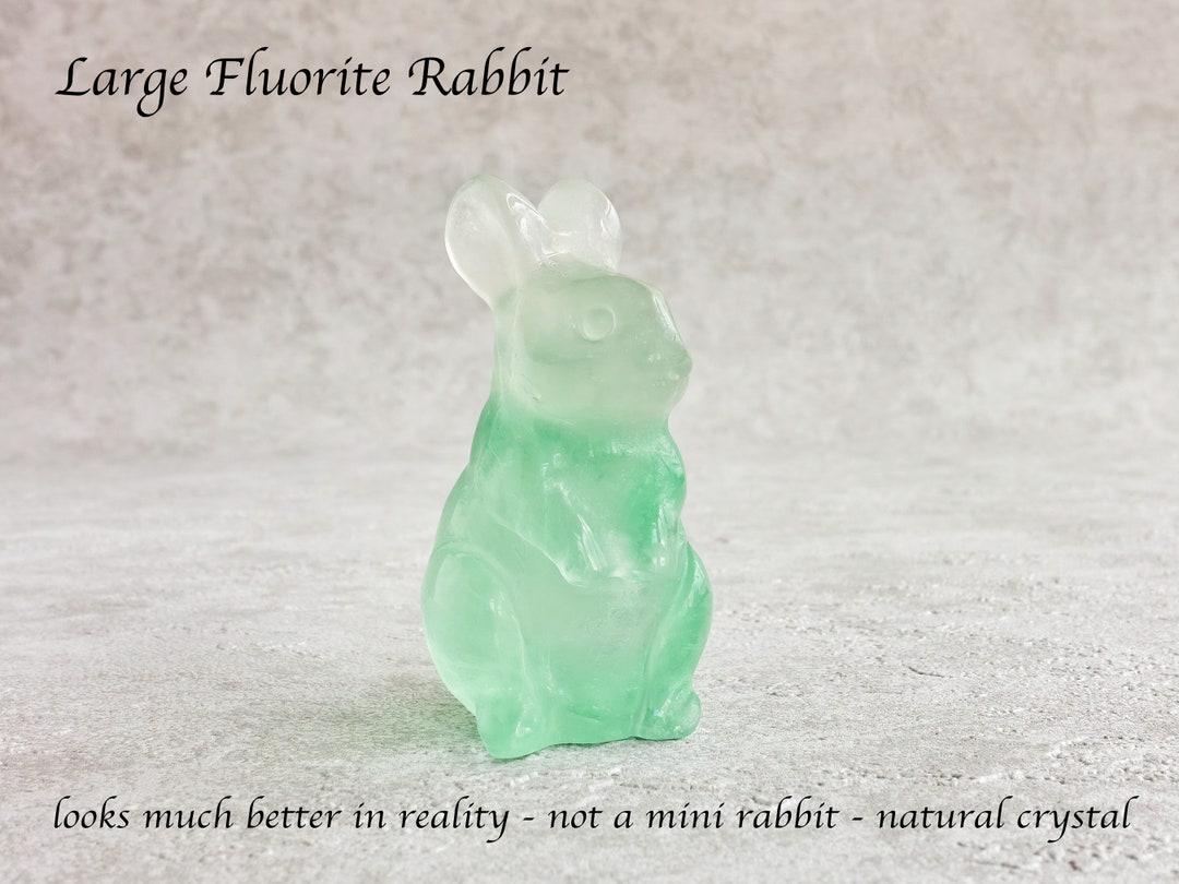 Fluorite Rabbit, Large, Standing Green Fluorite Animal Carving ...