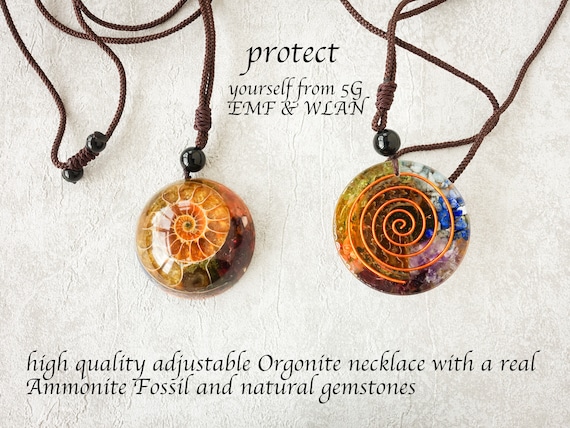 Orgonite Necklace, Orgonite Pendant Necklace, Orgone Necklace, Orgone Pendant Necklace, Adjustable Cord, Chakra, Natural Gemstones, EMF