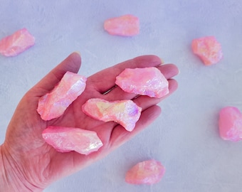 Pink Aura Rock Quartz Chunks, Rough Pink Aura Crystals, Raw Pink Aura Gemstones, Aura Quartz, Small, Medium, Large, Extra Large, One Point