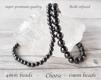 Hematite Bracelet, 4mm, 6mm, Magnetic Hematite Gemstone Stretch Bracelet, AAAA Grade, Crystal Beaded Bracelet, Multiple Sizes