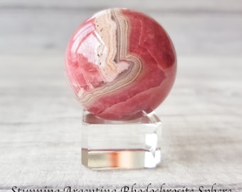 Rhodochrosite Sphere, Pink Argentina Rhodochrosite Gemstone Sphere, Stunning Crystal Carving, Premium Quality, Ornament, Decoration, Decor