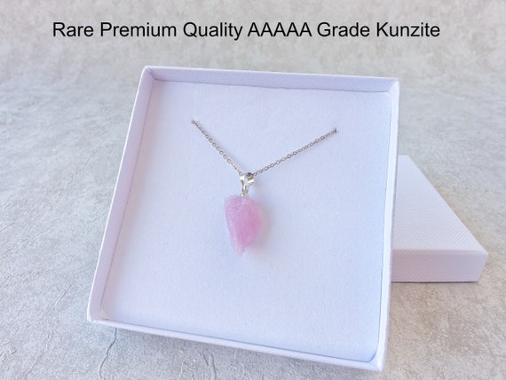 Kunzite Pendant Necklace, Very Rare, AAAAA, Kunzite Necklace, Rough Kunzite pendant necklace, Optional Real platinum plated necklace chain