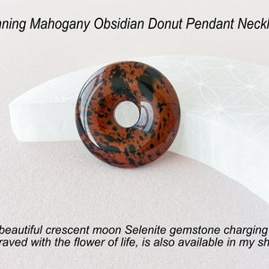 Mahogany Obsidian Donut Pendant Necklace, Mahogany Obsidian Pendant, Obsidian Donut Pendant, Gemstone Donut Pendant, Crystal Donut Pendant