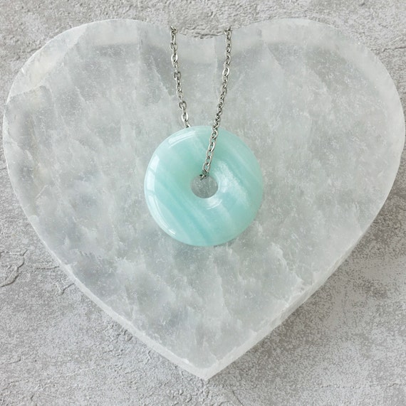 Blue Howlite Donut Pendant Necklace Blue Howlite Donut Pendant Necklace