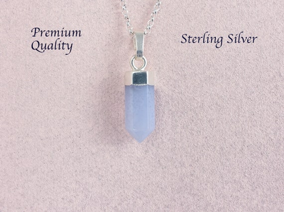 Blue Lace Agate Necklace in Sterling Silver | website