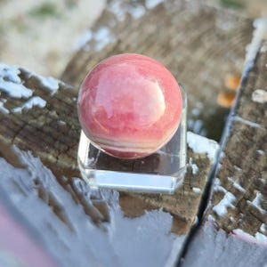 Rhodochrosite Sphere, Small Pink Argentina Rhodochrosite Gemstone Ball, Natural Crystal Ornament, Super Premium Quality, Rare, Gift image 2