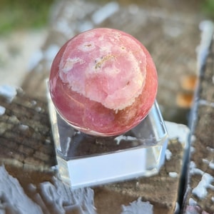 Rhodochrosite Sphere, Small Pink Argentina Rhodochrosite Gemstone Ball, Natural Crystal Ornament, Super Premium Quality, Rare, Gift image 3