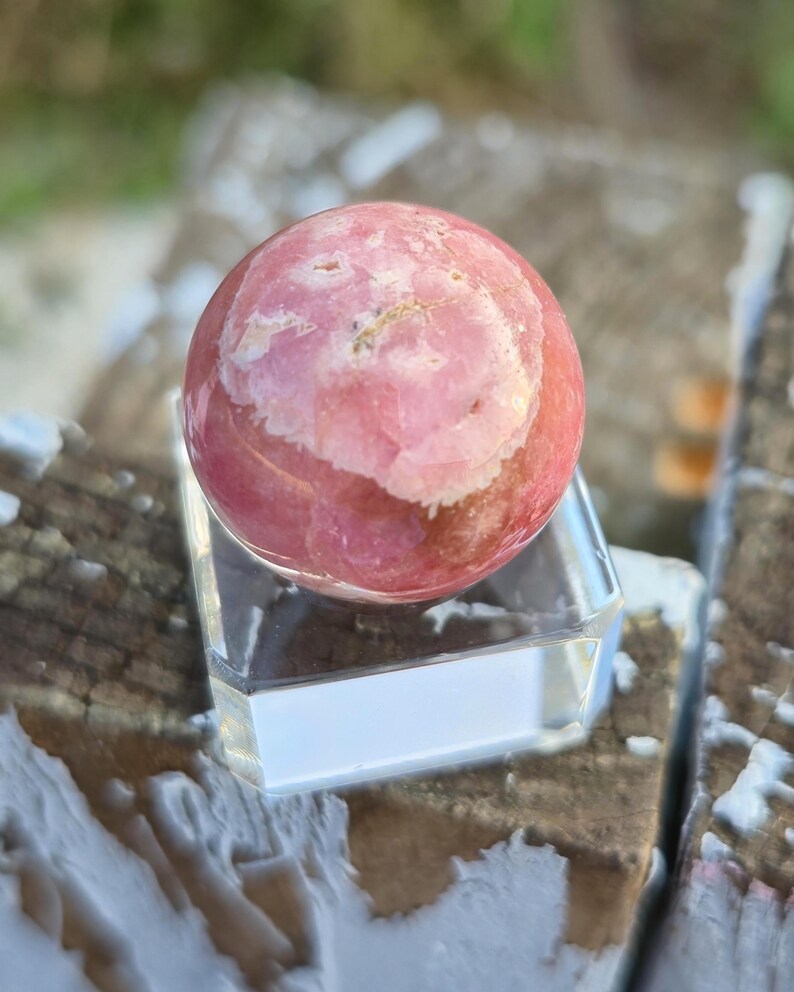 Rhodochrosite Sphere, Small Pink Argentina Rhodochrosite Gemstone Ball, Natural Crystal Ornament, Super Premium Quality, Rare, Gift image 3