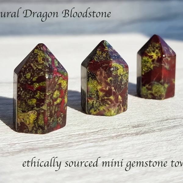 Dragon Bloodstone Mini Tower, Dragon Blood Jasper Gemstone Points, Green, Red, Bloodstone Crystal Carving,  Home Decor, Ornament, Gift