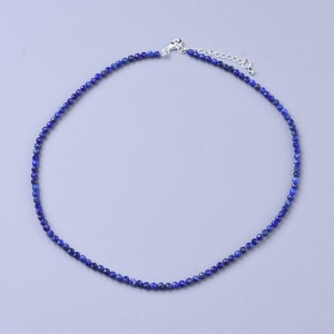 Lapis Lazuli Necklace, Lapis Lazuli Beaded Necklaces, Lapis Lazuli Choker Necklace, Faceted Natural Beads, Crystal Healing Necklace, Gift