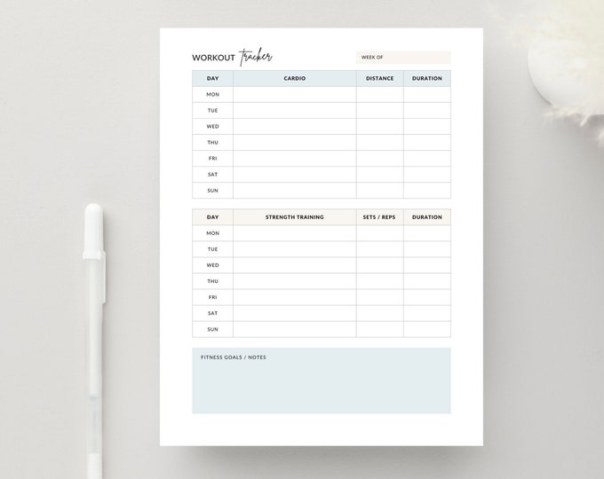 Weekly Workout Tracker Sample This item is unavailable - Etsy