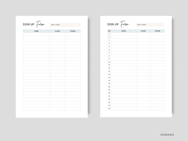 Sign up Sheet Template Printable Email Sign up Form - Etsy