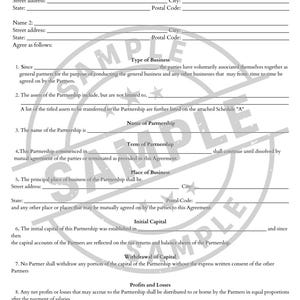 General Partnership Agreement Template | Editable PDF Contract | Instant Download