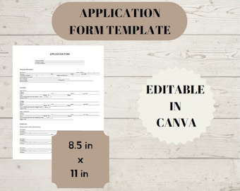 Application Form Template | Editable PDF | Instant Download