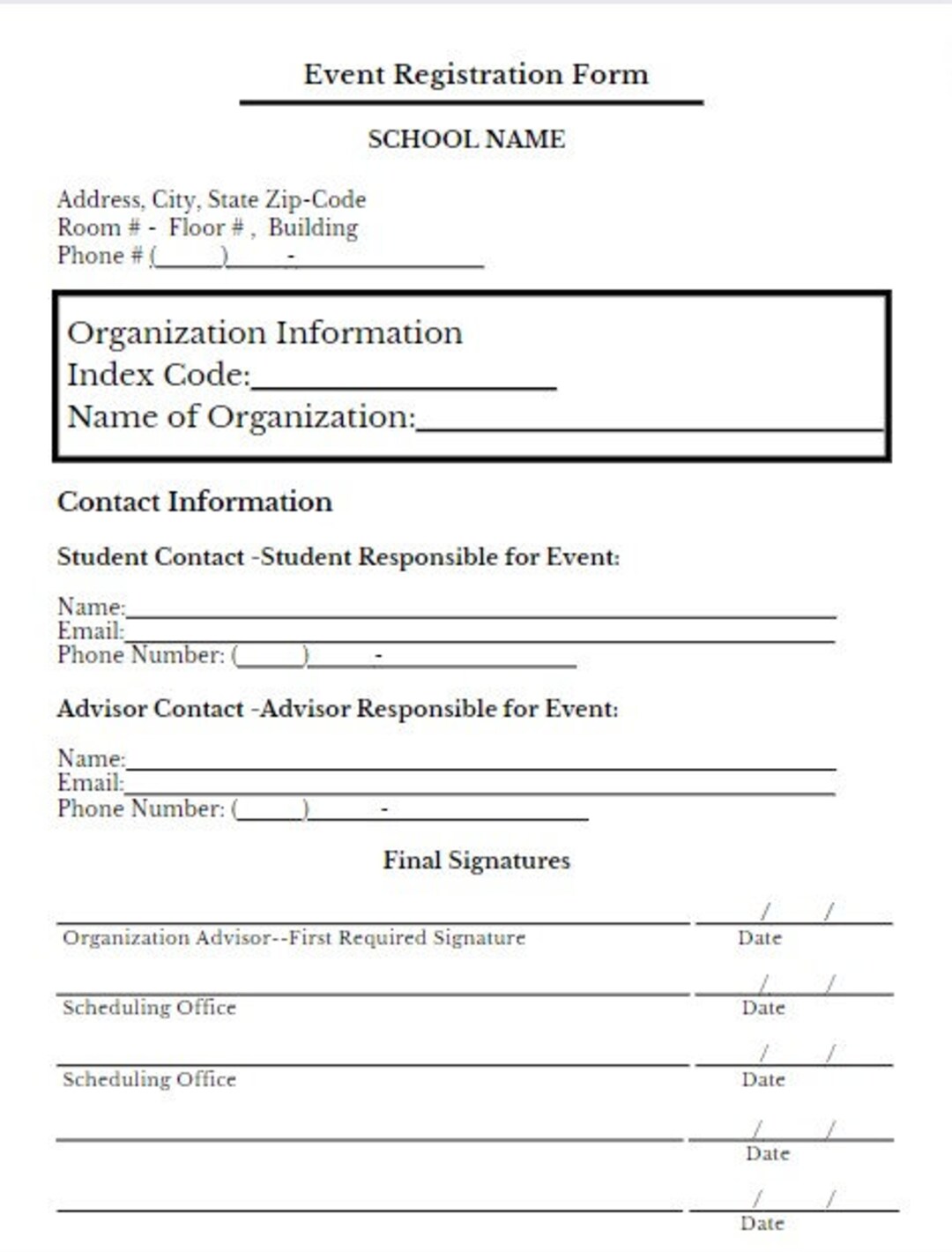 Event Registration Form - Etsy