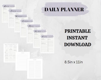Printable daily planner, Personal planner, Goal, Health, Productivity Planner Template | Editable PDF | Instant Download