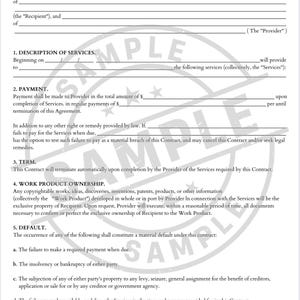 Service Agreement Template | Editable PDF Contract | Instant Download