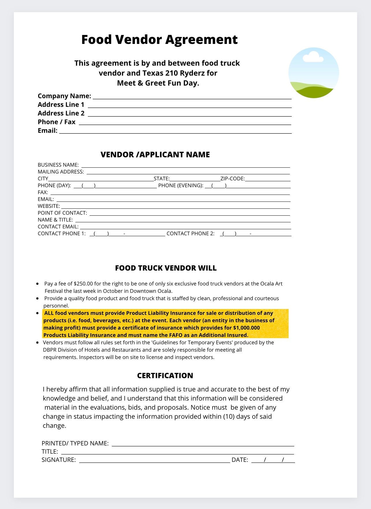 Food Truck Vendor Agreement Etsy India Food Truck Vendor Agreement Etsy India