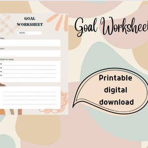 Printable Goal Worksheet Template | Editable PDF | Instant Download