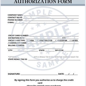 Formulario de autorización de tarjeta de crédito / Formulario de autorización de tarjeta de crédito