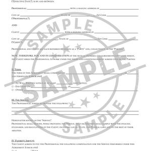 Professional Service Contract Template | Editable PDF Agreement | Instant Download