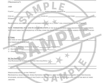 Professional Service Contract Template | Editable PDF Agreement | Instant Download