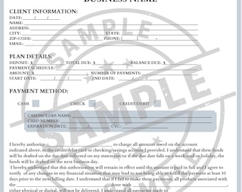 Payment Plan Agreement Template | Editable PDF | Instant Download