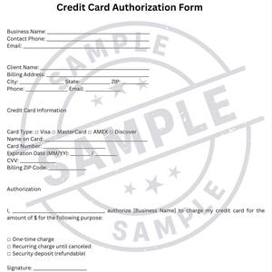 Formulaire d'autorisation de carte de crédit | PDF modifiable | Modèle bilingue anglais et espagnol. Formulario de Autorización de Tarjeta de Crédito