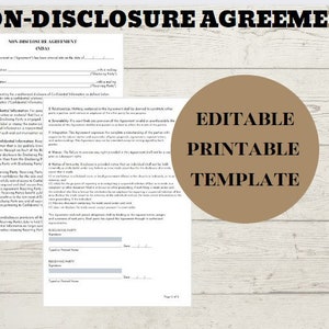 Non-Disclosure Agreement (NDA) Template | Editable PDF Contract | Instant Download