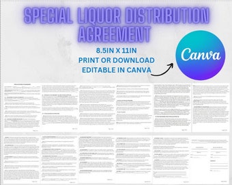 Special Liquor Distribution Agreement Template, Editable PDF Contract.