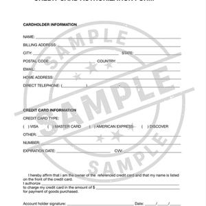 Formulário de autorização de cartão de crédito somente para iOS. Formulário de autorização de cartão de crédito editável para iOS | Modelo PDF para impressão | Download instantâneo