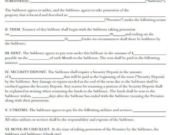 Sublease Agreement