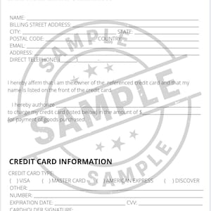 Minimalistische creditcardautorisatieformuliersjabloon | Bewerkbare pdf | Direct downloaden