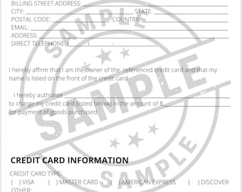 Minimalist Credit Card Authorization Form Template | Editable PDF | Instant Download