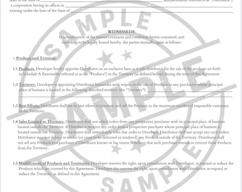 Exclusive Distribution Agreement Template | Editable PDF Contract | Instant Download