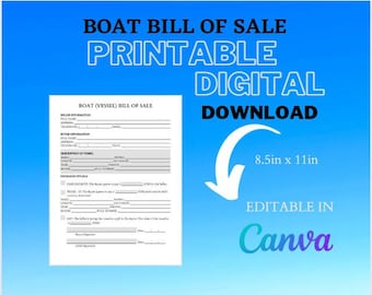 Boat Bill of Sell Printable, Editable Template