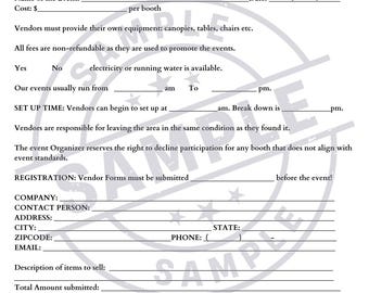 Event Vendor Contract Template |  PDF | Small Business Vendor Form Contrato para Vendedores de Eventos | Plantilla Editable en PDF |