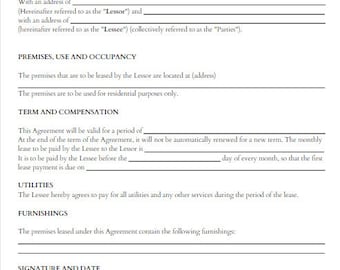 One Page Lease Agreement