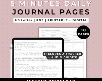 Diario della gratitudine quotidiana di 5 minuti / Spunti guidati, strumento di monitoraggio (download digitale)