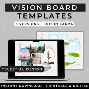 2024 VISION BOARD KIT, Digital vision board template Canva Vision board, Law of attraction digital planner template for goodnotes on iPad